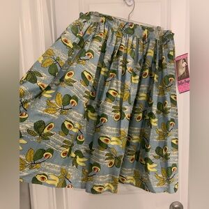 Avocado Print Skirt by Bettie Page - Blue and Green